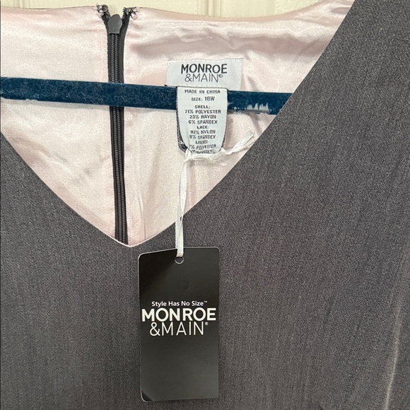 Monroe & Main Elegant Charcoal Long Sleeve Dress - Picture 2 of 3